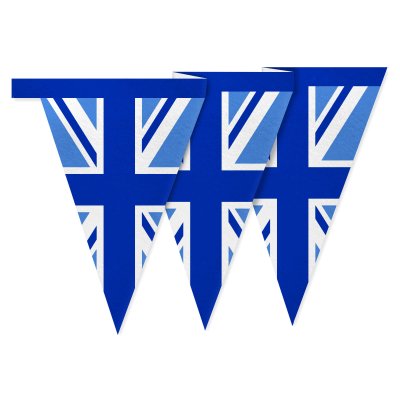 - 1 Metre with 8 Flags (20cm) Blue Mock Suede Polyester Fabric (Personalised with Text)