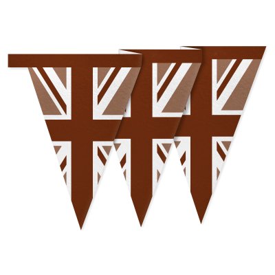 - 1 Metre with 8 Flags (20cm) Brown Mock Suede Polyester Fabric (Personalised with Text)