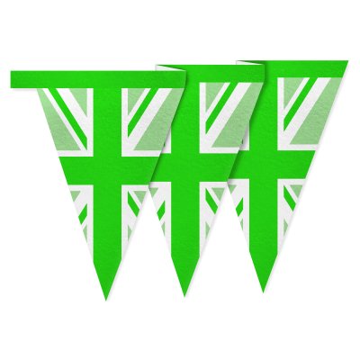 - 1 Metre with 8 Flags (20cm) Green Mock Suede Polyester Fabric (Personalised with Text)