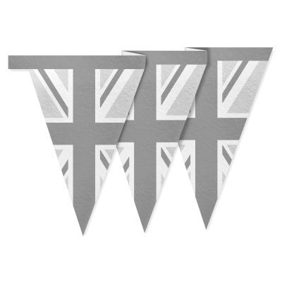 - 1 Metre with 8 Flags (20cm) Grey Mock Suede Polyester Fabric (Personalised with Text)