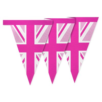 - 1 Metre with 8 Flags (20cm) Pink Mock Suede Polyester Fabric (Personalised with Text)