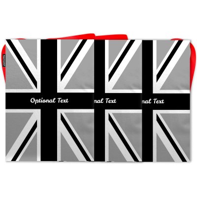 - 5 Metres with 12 Rectangle Flags (28cm) Black & White Mock Suede Polyester Fabric (Personalised with Text)