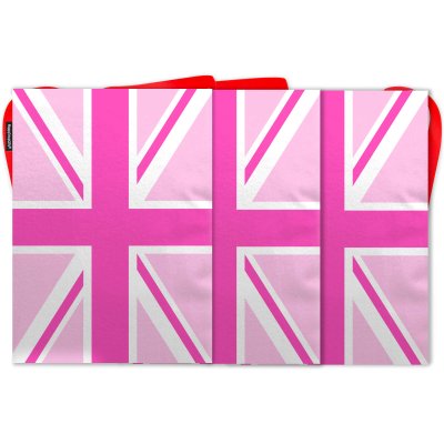 - 5 Metres with 12 Rectangle Flags (28cm) Pink Mock Suede Polyester Fabric (Personalised with Text)