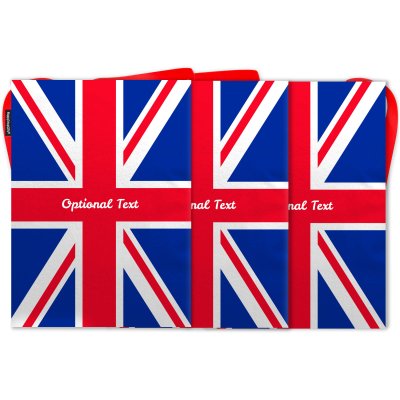 - 5 Metres with 12 Rectangle Flags (28cm) Red, White and Blue (Classic) Mock Suede Polyester Fabric