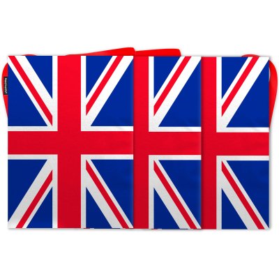 - 5 Metres with 12 Rectangle Flags (28cm) Red, White and Blue (Classic) Mock Suede Polyester Fabric (Personalised with Text)