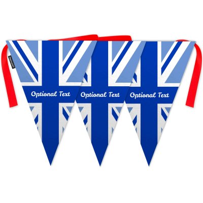 - 5 Metres with 12 Triangle Flags (28cm) Blue Mock Suede Polyester Fabric