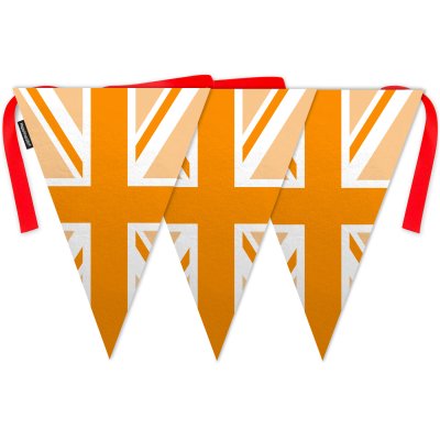 - 5 Metres with 12 Triangle Flags (28cm) Orange Mock Suede Polyester Fabric (Personalised with Text)