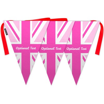 - 5 Metres with 12 Triangle Flags (28cm) Pink Mock Suede Polyester Fabric