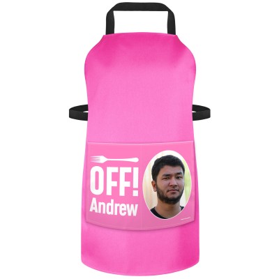 (90cm x 70cm) - Hot Pink Cotton Fabric (Personalised with Text) and Photo Printed Pocket