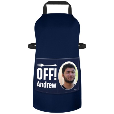 (90cm x 70cm) - Navy Blue Cotton Fabric (Personalised with Text) and Photo Printed Pocket