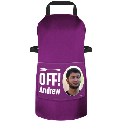 (90cm x 70cm) - Purple Cotton Fabric (Personalised with Text) and Photo Printed Pocket