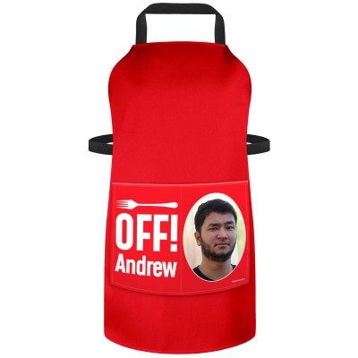 (70cm x 55cm) - Red Cotton Fabric (Personalised with Text) and Photo Printed Pocket