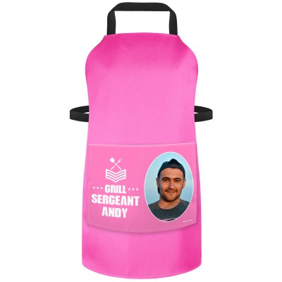 (90cm x 70cm) - Hot Pink Cotton Fabric (Personalised with Text) and Photo Printed Pocket