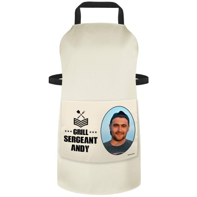 (70cm x 55cm) - Natural Cotton Fabric (Personalised with Text) and Photo Printed Pocket