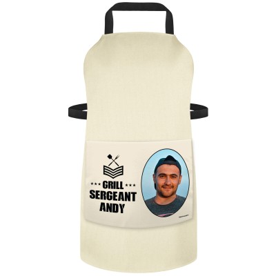 (70cm x 55cm) - Natural Organic Cotton (Personalised with Text) and Photo Printed Pocket