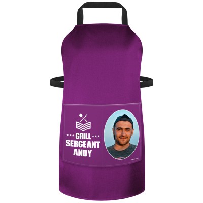 (70cm x 55cm) - Purple Cotton Fabric (Personalised with Text) and Photo Printed Pocket