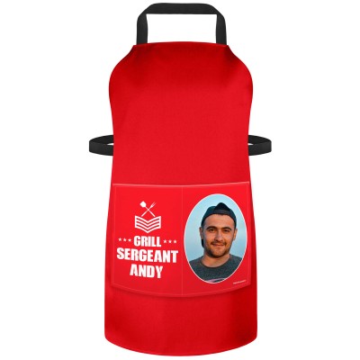 (90cm x 70cm) - Red Cotton Fabric (Personalised with Text) and Photo Printed Pocket