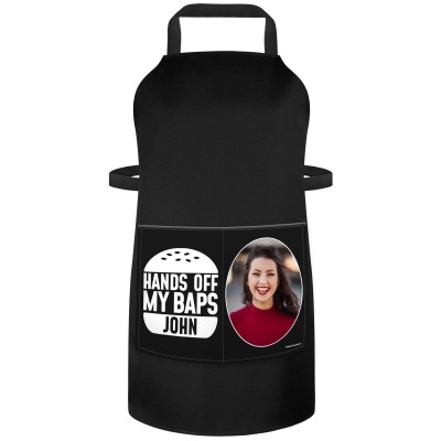 (90cm x 70cm) Black Cotton Fabric (Personalised with Text) and Photo Printed Pocket