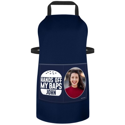 (90cm x 70cm) - Navy Blue Cotton Fabric (Personalised with Text) and Photo Printed Pocket