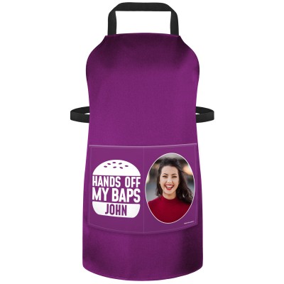 (90cm x 70cm) - Purple Cotton Fabric (Personalised with Text) and Photo Printed Pocket