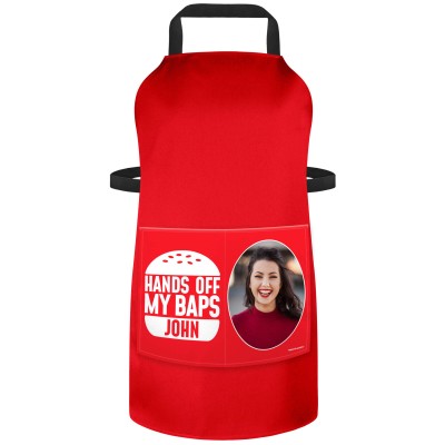 (70cm x 55cm) - Red Cotton Fabric (Personalised with Text) and Photo Printed Pocket