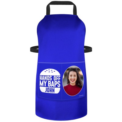 (70cm x 55cm) - Royal Blue Cotton Fabric (Personalised with Text) and Photo Printed Pocket
