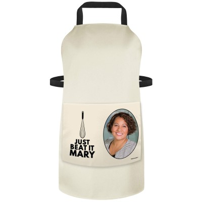 (70cm x 55cm) with Just Beat It Icon - Natural Cotton Fabric (Personalised with Text) and Photo Printed Pocket