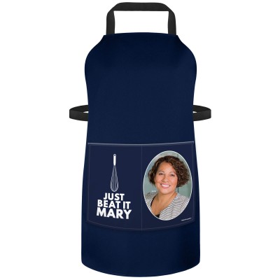 (90cm x 70cm) with Just Beat It Icon - Navy Blue Cotton Fabric (Personalised with Text) and Photo Printed Pocket