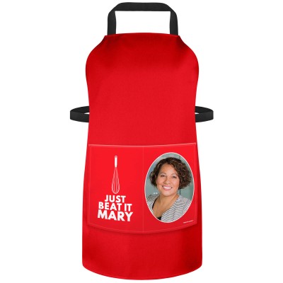 (90cm x 70cm) with Just Beat It Icon - Red Cotton Fabric (Personalised with Text) and Photo Printed Pocket