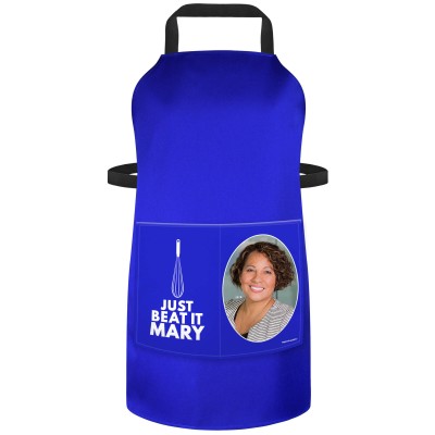 (70cm x 55cm) with Just Beat It Icon - Royal Blue Cotton Fabric (Personalised with Text) and Photo Printed Pocket