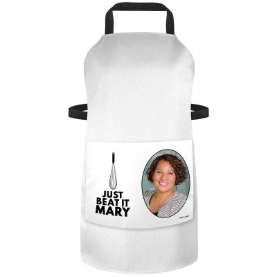 (90cm x 70cm) with Just Beat It Icon - White Cotton Fabric (Personalised with Text) and Photo Printed Pocket