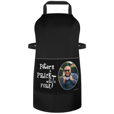 (90cm x 70cm) with Prick with a Fork Icon Black Cotton Fabric (Personalised with Text) and Photo Printed Pocket