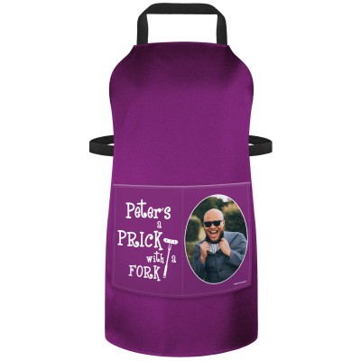 (90cm x 70cm) with Prick with a Fork Icon - Purple Cotton Fabric (Personalised with Text) and Photo Printed Pocket