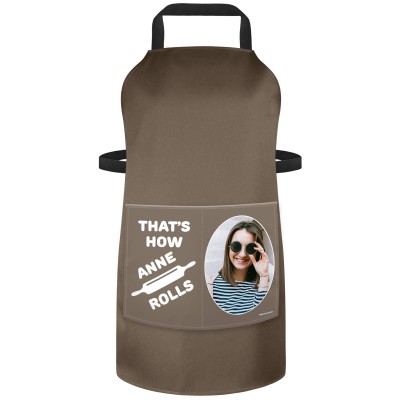 (70cm x 55cm) with Roll Icon - Chocolate Luxury Cotton Fabric (Personalised with Text) and Photo Printed Pocket
