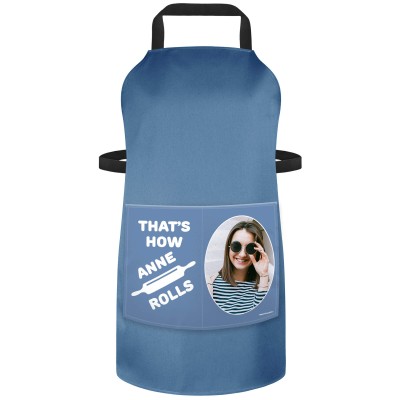 (90cm x 70cm) with Roll Icon - Gothic Blue Luxury Cotton Fabric (Personalised with Text) and Photo Printed Pocket
