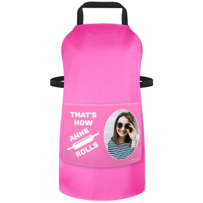 (90cm x 70cm) with Roll Icon - Hot Pink Cotton Fabric (Personalised with Text) and Photo Printed Pocket