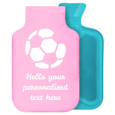 2 Litre (Football Icon) Baby Pink Soft Velvet Polyester Fabric with Removable Cover (Personalised with Text)