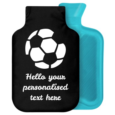 2 Litre (Football Icon) Black Soft Velvet Polyester Fabric with Removable Cover (Personalised with Text)