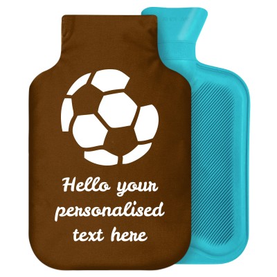 2 Litre (Football Icon) Brown Soft Velvet Polyester Fabric with Removable Cover (Personalised with Text)