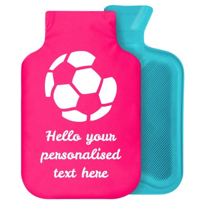 2 Litre (Football Icon) Hot Pink (Fuchsia) Soft Velvet Polyester Fabric with Removable Cover (Personalised with Text)
