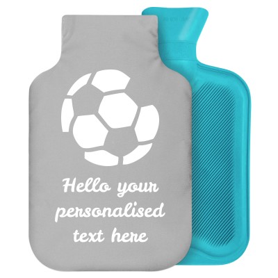 2 Litre (Football Icon) Grey Soft Velvet Polyester Fabric with Removable Cover (Personalised with Text)