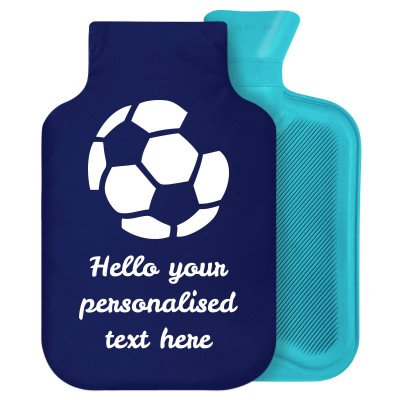 2 Litre (Football Icon) Navy Blue Soft Velvet Polyester Fabric with Removable Cover (Personalised with Text)