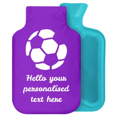2 Litre (Football Icon) Purple Soft Velvet Polyester Fabric with Removable Cover (Personalised with Text)