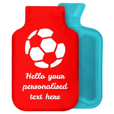 2 Litre (Football Icon) Red Soft Velvet Polyester Fabric with Removable Cover (Personalised with Text)