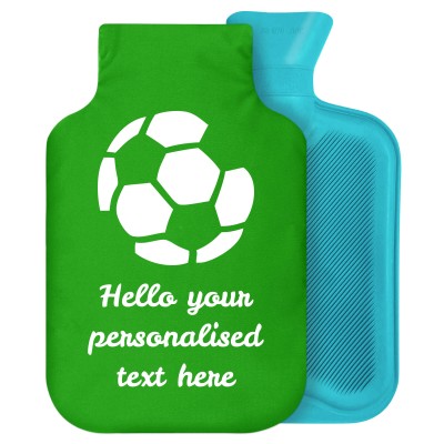 2 Litre (Football Icon) Bright Green Soft Velvet Polyester Fabric with Removable Cover (Personalised with Text)