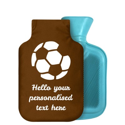 800ml (Football Icon) Brown Soft Velvet Polyester Fabric with Removable Cover (Personalised with Text)