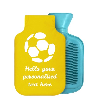 800ml (Football Icon) Yellow Soft Velvet Polyester Fabric with Removable Cover (Personalised with Text)