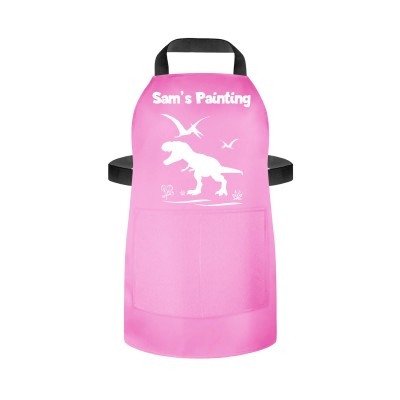 (55cm x 40cm) with Dinosaur Icon Baby Pink Water Resistant Polyester Fabric (Personalised with Text) and Photo Printed Pocket