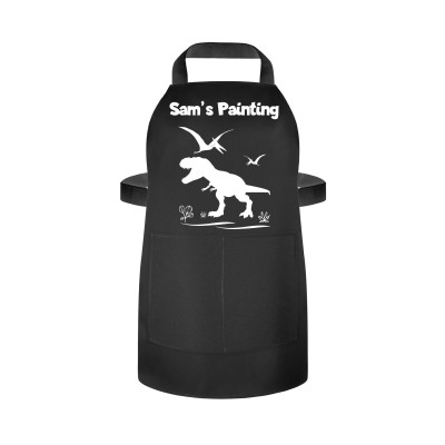 (55cm x 40cm) with Dinosaur Icon Black Water Resistant Polyester Fabric (Personalised with Text) and Photo Printed Pocket