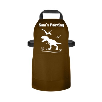(55cm x 40cm) with Dinosaur Icon Brown Water Resistant Polyester Fabric (Personalised with Text) and Photo Printed Pocket